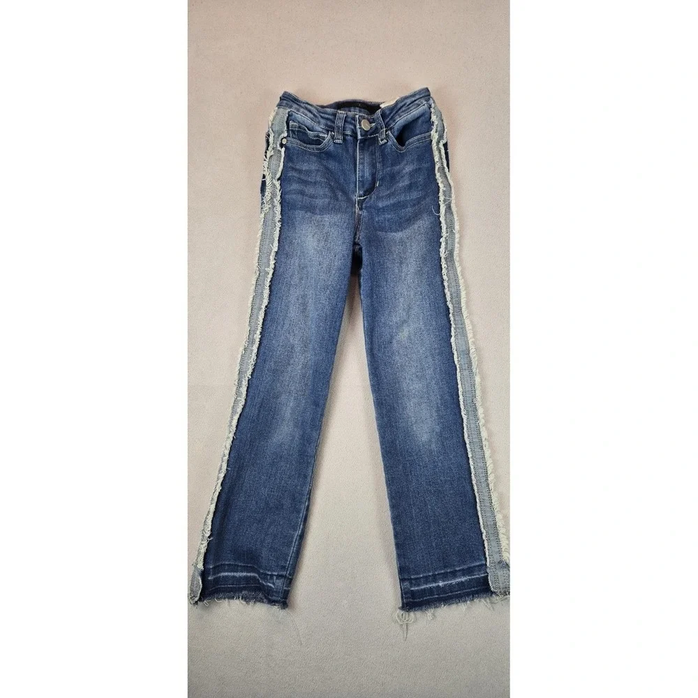 Joe's Jeans Size 8 Girls‎ Distressed Frayed Side Seam Blue Denim Jeans